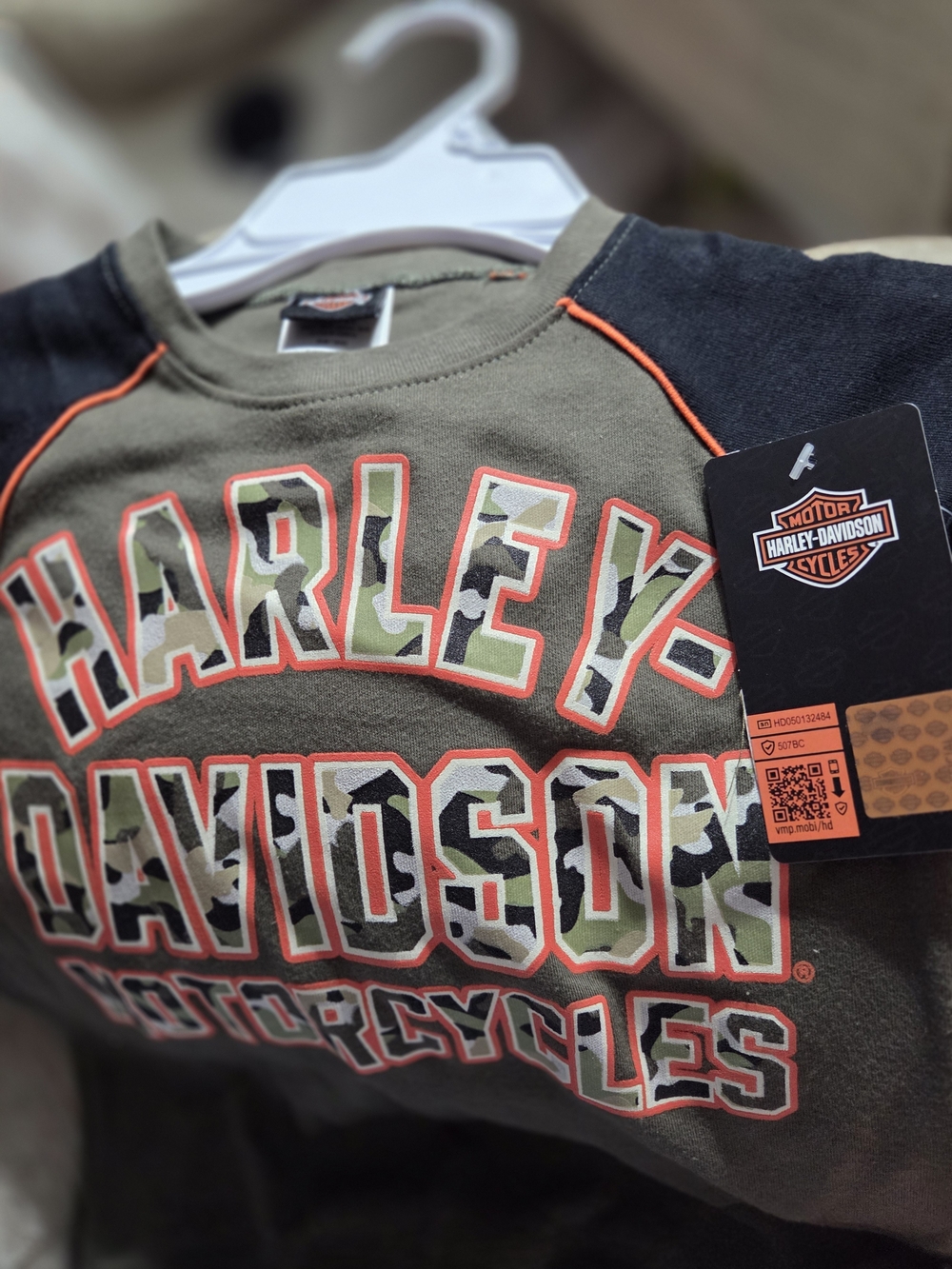 Harley-Davidson Kids Olive Green & Black Camo Logo Hoodie
